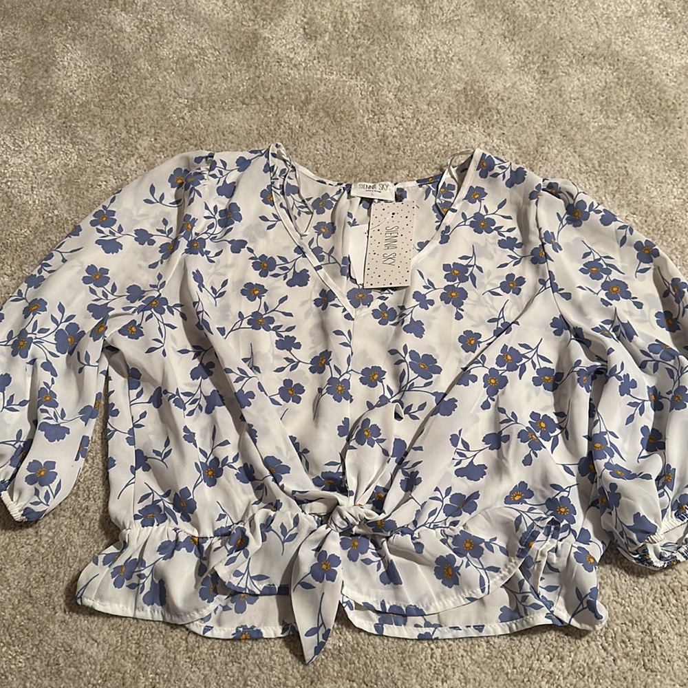 floral sienna sky women’s top